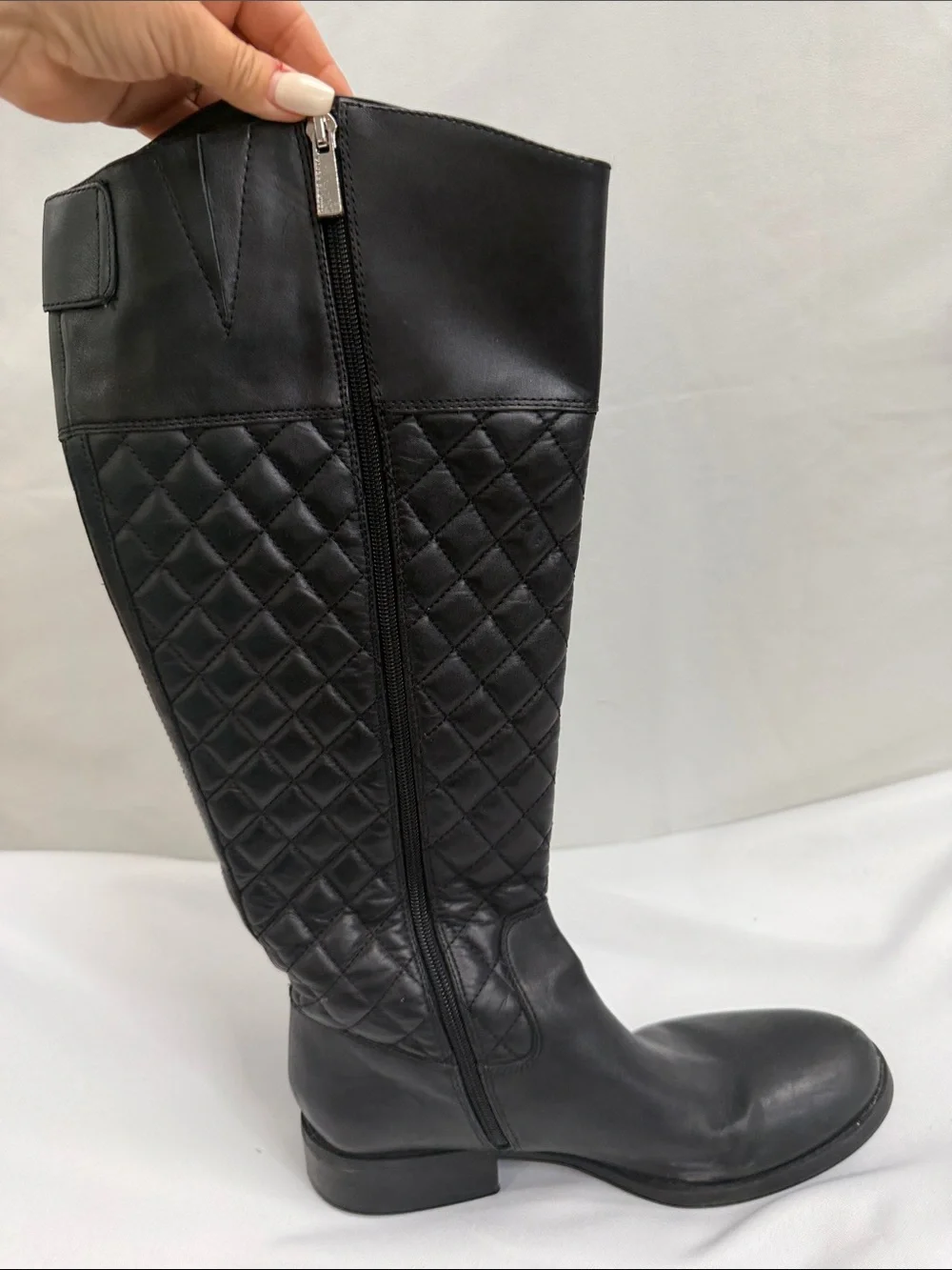 Vince Camuto Black Quilted Over-the-Knee Riding Boots